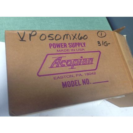 NEW ACOPIAN VP050MX60 REGULATED POWER SUPPLY,BK