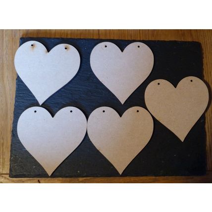 5 x Wooden MDF Hearts - Each piece approx 10cm diameter x 3mm thickness