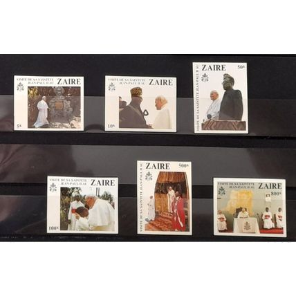 Congo Zaire 1981 Mi. 716 - 721 IMPERF ND Visite Sainteté Pape Jean Paul II Pope