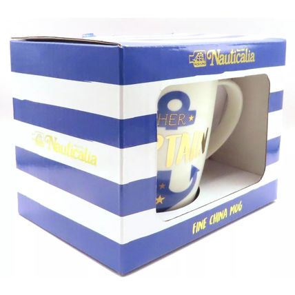Her Captain Mug Fine China Blue Anchor 9 CM Boxed Tableware Beverage Gift