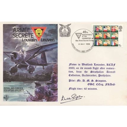 RAF Escaping Society Leuven Louvain Armee Secrete Hand Signed Pilot Military FDC