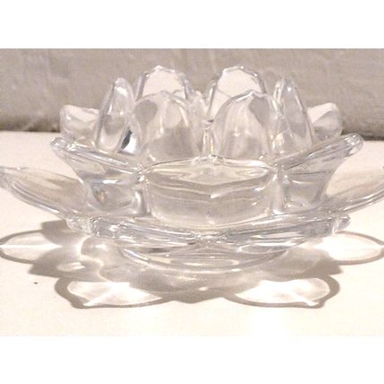 2 Shannon Crystal Designs of Ireland Lotus Flower Pillar Candle Holder Unboxed