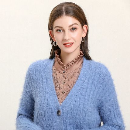 Women Lace Fake Satin Collar Button Down Detachable False Collar Half Shirt Top