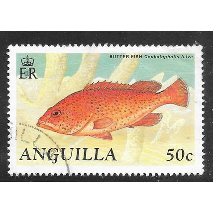 ANGUILLA 1990 FISH BUTTER 50c USED