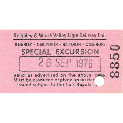 Keighley & Worth Valley Light Railway Ltd. Edmondson Special Excursion Ticket