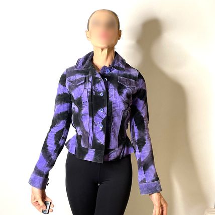 Tie Dye Seude Leather Jeans Jacket Short Coat Boho