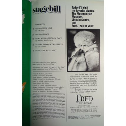 A LEONARD BERNSTEIN SONG CELEBRATION - STAGEBILL - 1988 - 70th Birthday Year