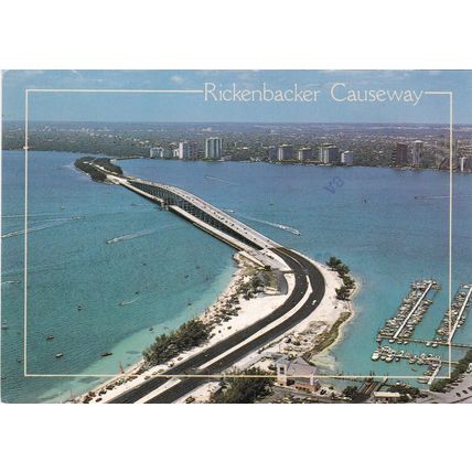 Rickenbacker Causeway Miami Florida United States Postcardposted 1988 creased