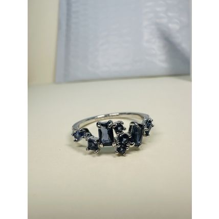 Bomb Party Sz8 Revealed BP Ring Fashion Jewelry RBP Blue Cluster Gems Rhodium P