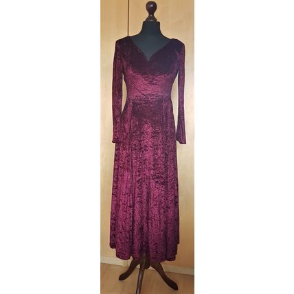 Charlotte Hatton Red Velvet Low Back Long Dress Size 10 UK