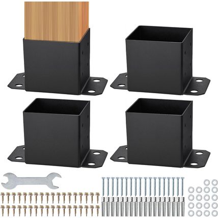 VEVOR 6X6 Post Base 4 Pcs, Inner Size 5.6"X5.6" Post Base Brackets, Heavy Duty P