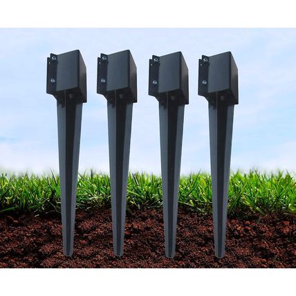 Fence Post Anchor Ground Spike Metal Black Powder Coated 32 X 4 X 4 Inches Outer