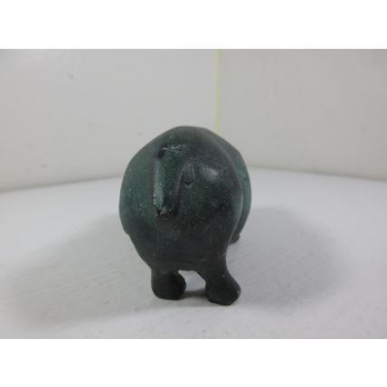 Primitive Style MCM Hippo Figure Metal Green Patina Prehistoric 2.5" x 5"