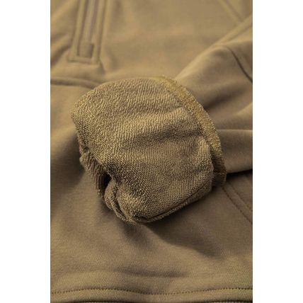 Brown Quarter Zip Stand Neck Kangaroo Pocket Sweatshirt