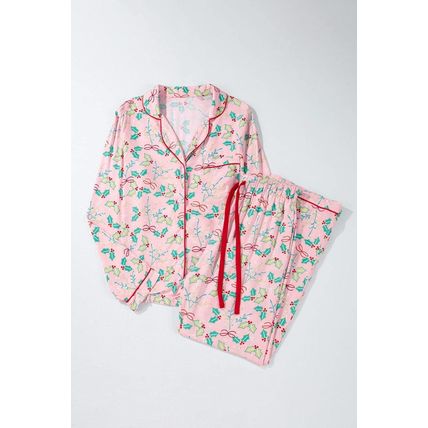 Multicolour Floral Christmas Pajamas Set