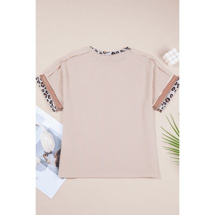 Jet Stream Sequin Rodeo Patch Twisted Rib Colorblock Leopard Trim T Shirt