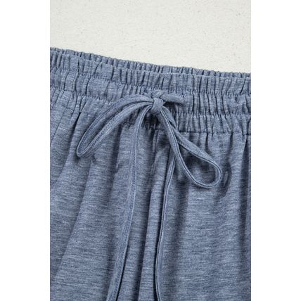 High Frilled Detail Wide Leg High Waist Knit Pants