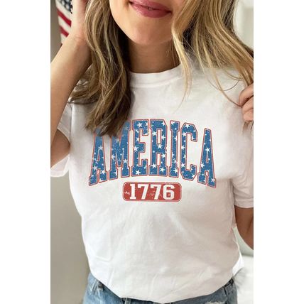 White Star AMERICA 1776 Print Independence Day Tee