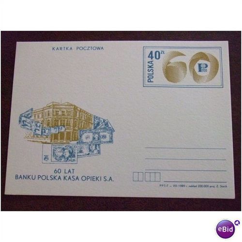 Poland 1989 60 years Polish Pekao Bank Post card
