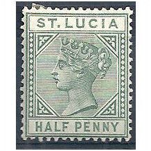 St Lucia 1891 SG43 1/2d Dull Green Mounted.Mint.