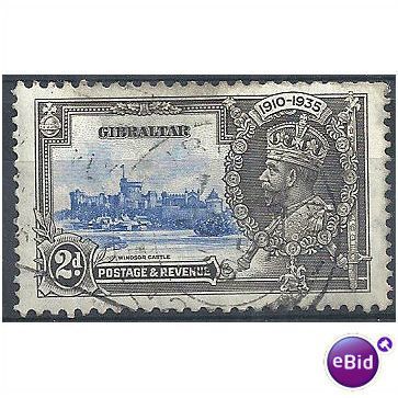 Gibraltar 1935 SG114 2d Ultramairne & Grey-Black Silver Jubilee Fine Used. .