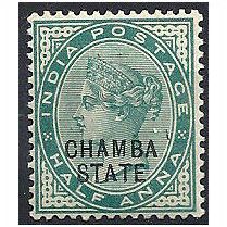 Chamba (Indian Convention States) 1887 SG1 1/2a Green Mounted Mint. .