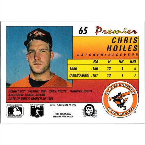 1991 O-Pee-Chee Premier - #65 - Chris Hoiles