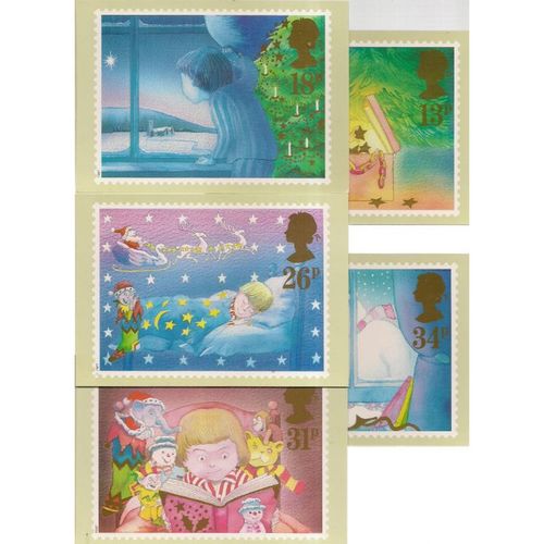 CHRISTMAS set of 5 issued 1987 by Post office postcard stamps