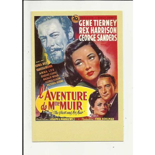 THE GHOST AND MRS MUIR Gene Tierney Poster Art Postcard by Zreik (8)