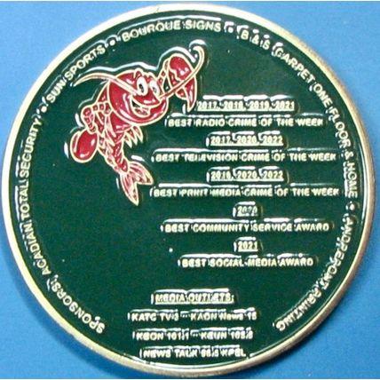 St Landry Crime Stoppers. Challenge Coin. Souvenir. 1,75". 13b.