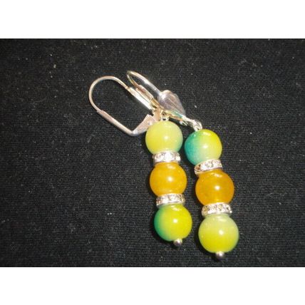 Delightful blended turquoise & yellow glass leverback swing earrings Ukraine