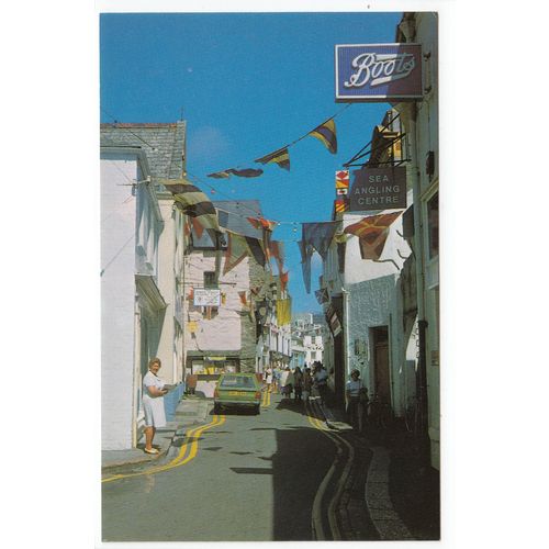 Main Street Fowey Cornwall Postcard 935