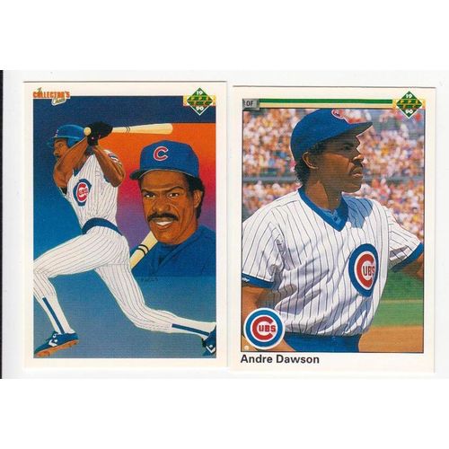 Lot of two 1990 Upper Deck Andre Dawson cards #73, #357– Cubs checklist