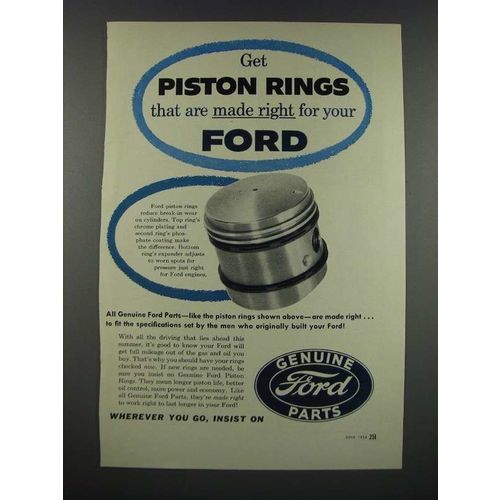 1954 Ford Piston Rings Ad - Made Right For Your Ford
