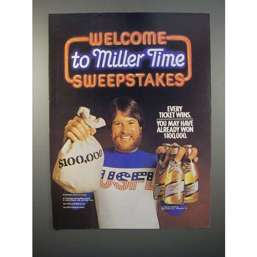 1983 Miller High Life Beer Ad - Miller Time Sweepstakes