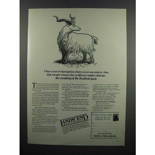 1983 Lands' End Cashmere Sweaters Ad - Kashmir Goat