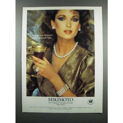 1983 Mikimoto Pearl Jewelry Ad - Ring, Necklace,