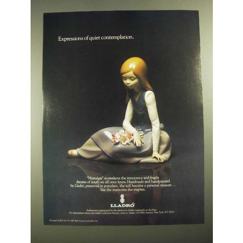 1987 Lladro Nostalgia Porcelain Sculpture Ad - Quiet Contemplation