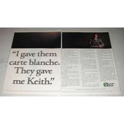 1987 Lloyds Bank Ad - Gave Them Carte Blanche