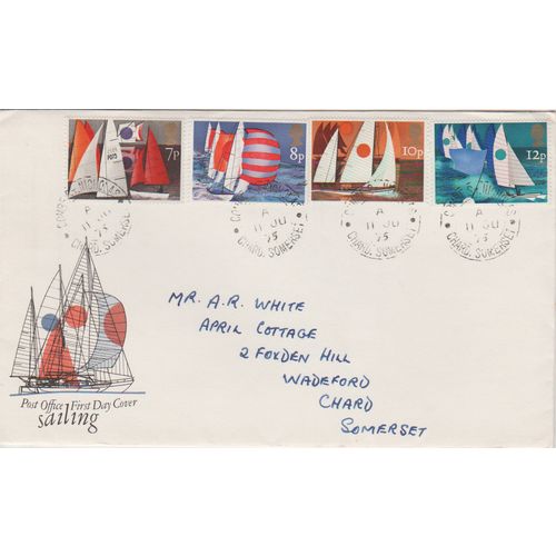 GB 1975 Sailing set GPO FDC Chard Somerset pm see others