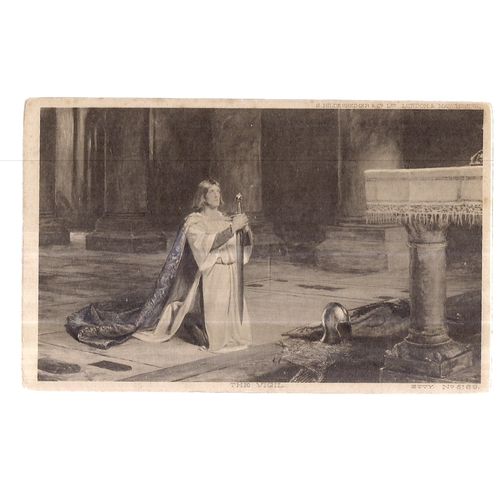 THE VIGIL. painting by John Pettie unused antique postcard =
