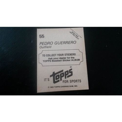 1982 Topps Stickers Card # 055 Pedro Guerrero Excellent (5) Los Angeles Dodgers