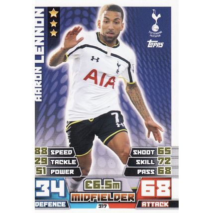 Match Attax 2014/2015 317 Aaron Lennon Tottenham Hotspur