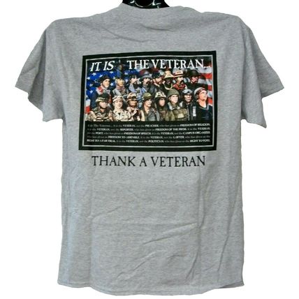 If You Love Your Freedom Thank A Vet Gray Shirt-Large