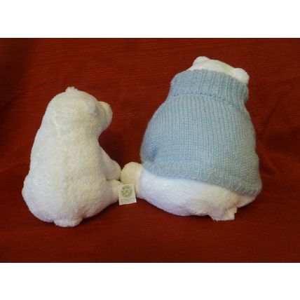 LOT OF 2 BATH & BODY WORKS POLAR BEARS LARGE BEAR HAS GRAY COWL NECK SWEATER