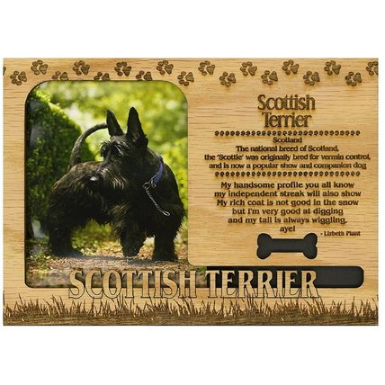 Scottish Terrier Engraved Wood Picture Frame Magnet