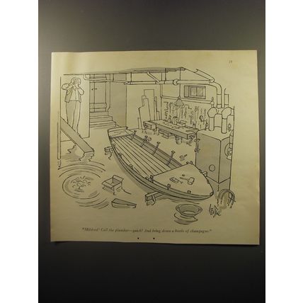 1950 Cartoon by George Price - Mildred! Call the plumber - quick!