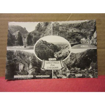 multiview, CHEDDAR, SOMERSET used vintage postcard RP 1963 postmark =