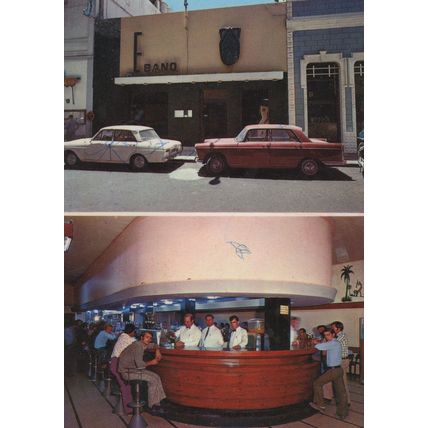 Bar Ebano Gran Canaria Pub Staff Classic Spanish Car Postcard