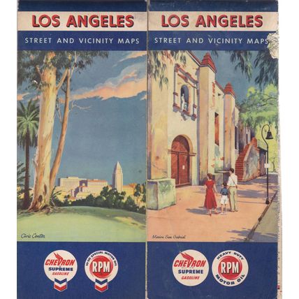 Los Angeles - Lot of 2 - Vintage Chevron Road Maps - Oil Company
